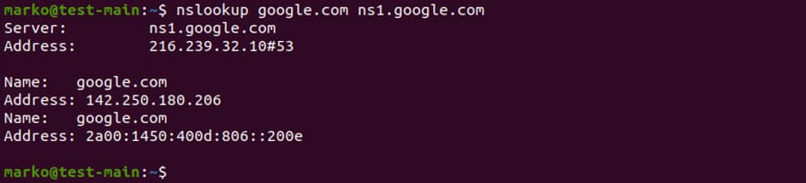 View Information About a Specific Name Server